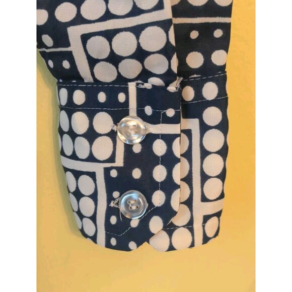 Vintage 1960s Jaime Roman Dagger Collar Disco Hippie Shirt Men's Sz M Blue Dots - Picture 8 of 11